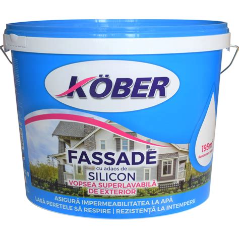 Супер миеща се екстериорна боя, 15 L, Fassade, Kober - eMAG.bg