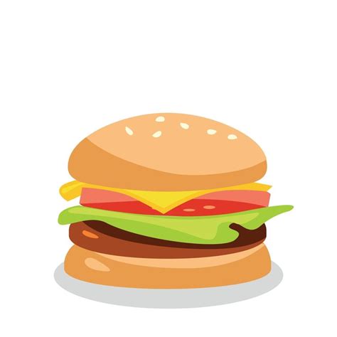 Hamburguesa Grande Realista Sobre Fondo Blanco Vector Vector