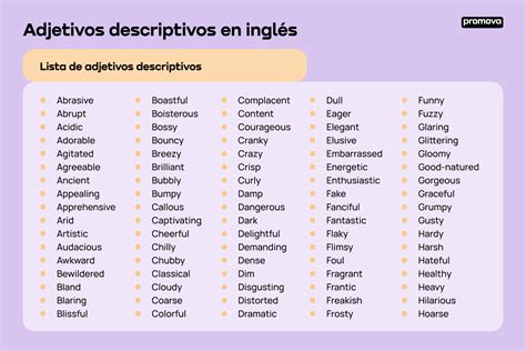 Adjetivos descriptivos en inglés Promova Grammar