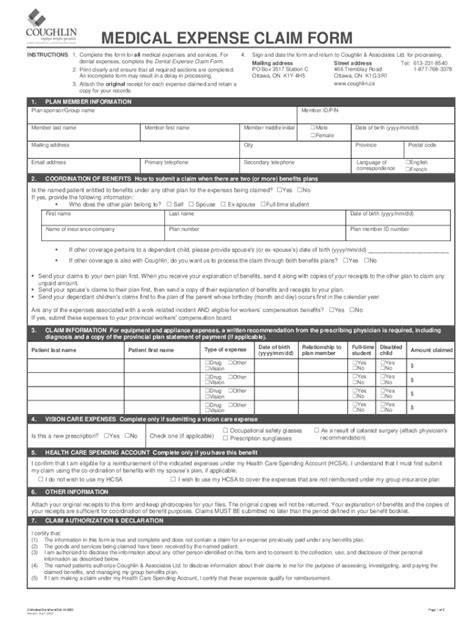 MEDICAL EXPENSE CLAIM FORM INSTRUCTIONS 1 Complet Fill Out And Sign