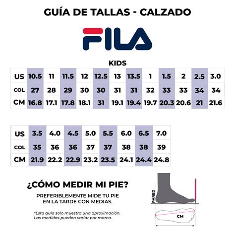 Venta Guía De Tallas Fila Mujer En Stock