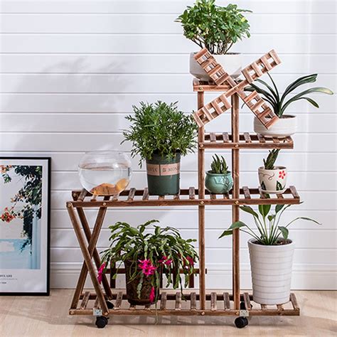 Tier Wooden Flower Stand Garden Planter Plant Pots Stand Shelf