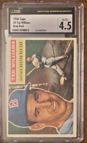 Csg Topps Ted Williams Boston Red Sox Hof Gray Back Ebay