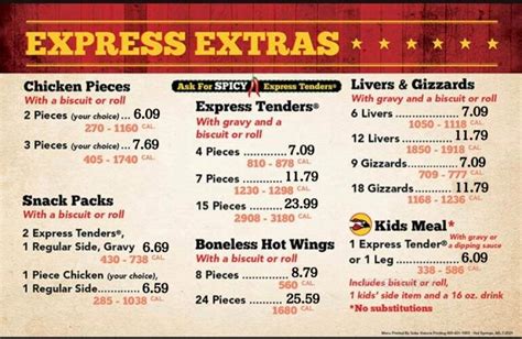 Menu Of Chicken Express In Hope Ar 71801