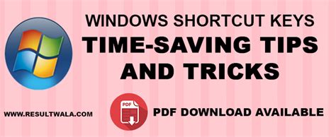 Windows Shortcut Keys Time Saving Tips And Tricks