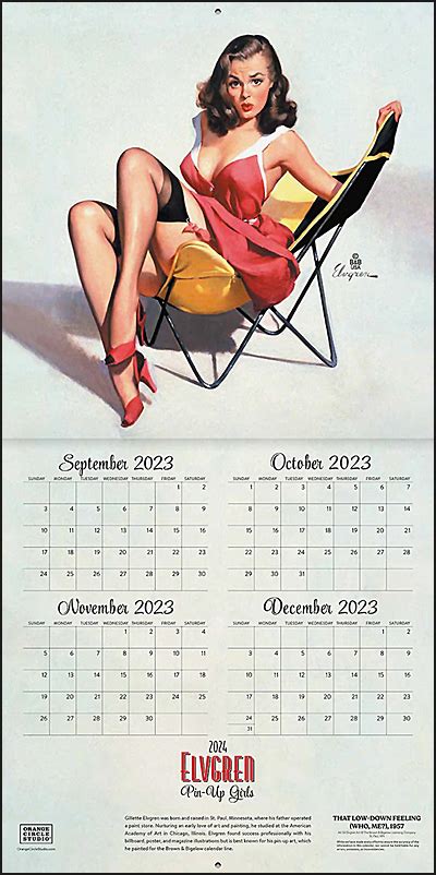 Pin Up Girls Gil Elvgren 2024 Calendar Orange Circle Buds Art Books