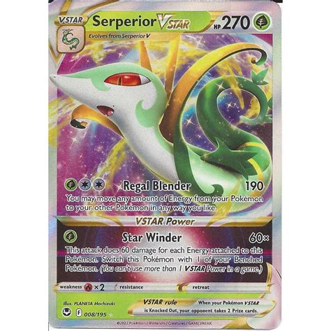 Pokemon Trading Card Game 008 195 Serperior VSTAR Rare Ultra Card