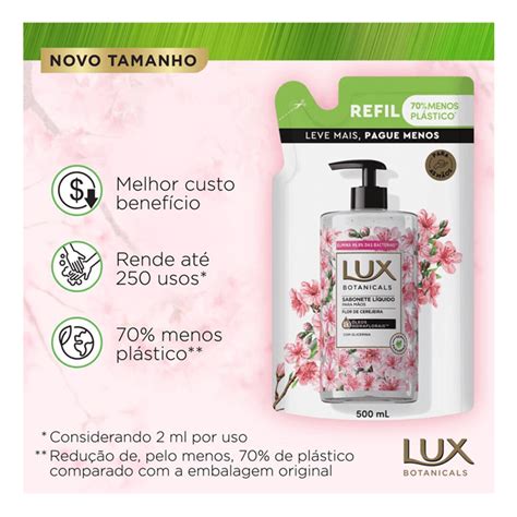 Refil Sabonete Líquido Lux Botânicals Flor De Cerejeira 500ml Drogarias Pacheco