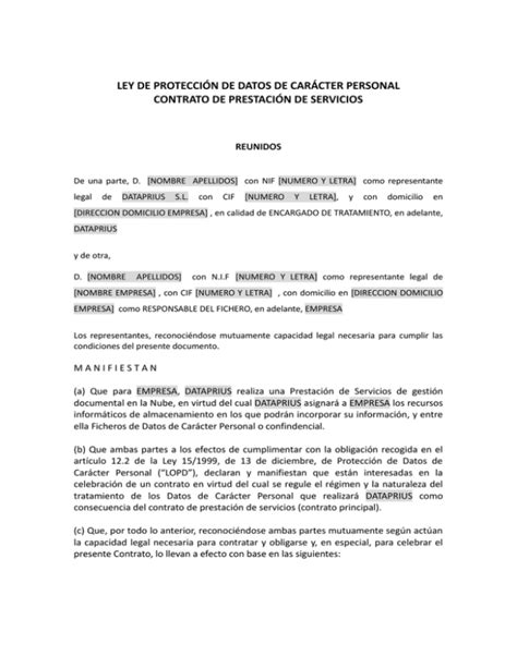 ℹ Cláusula de protección de datos personales en contratos