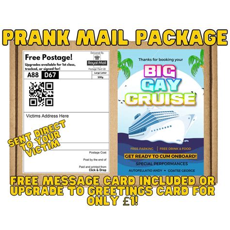 Prank Mail BIG GAY CRUISE Gag Gift Funny Inappropriate Prank Gifts Send Anonymously To