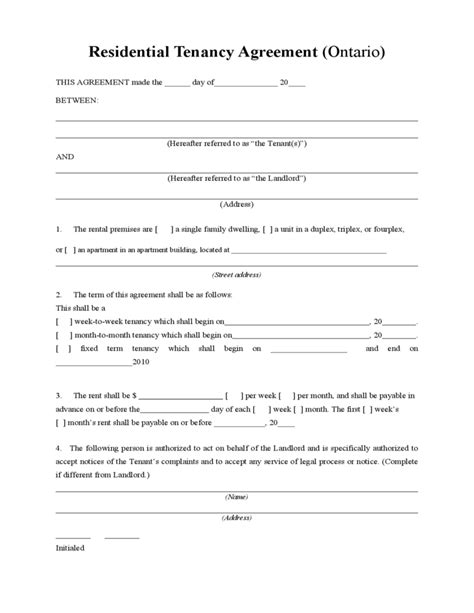 Free Rental Agreement Template Canada Free Printable Templates