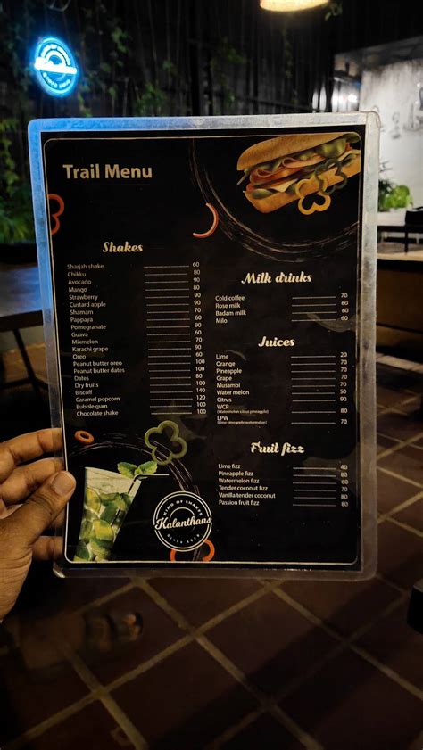 Menu At Kalanthans Cafe Kochi