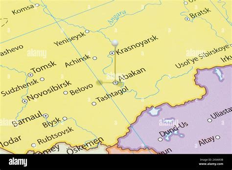 close abakan city white pin needle russia country political map stock photo