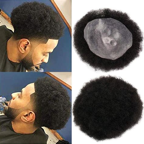 Afro Curly Toupee Pu Base 10×8 Inch 4mm Curly Human Hair Toupee Men