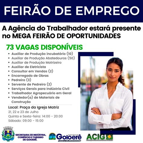 Mega Feir O De Oportunidades Ag Ncia Do Trabalhador De Goioer Oferta