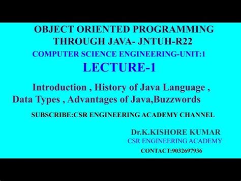 Cse Object Oriented Programming Through Java R Ii I Sem Unit I