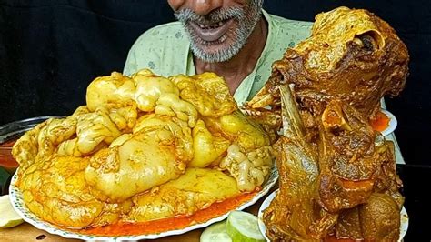 Eating Most Oily Mutton Fat Curry Spicy Mutton Kosha Mutton Head