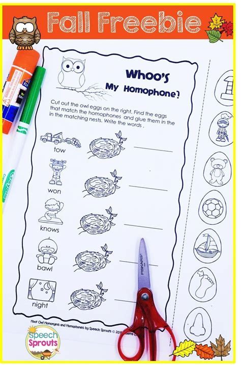 Hoot Owl Homonyms Freebie Multiple Meaning Words For Speech Therapy Multiple Meaning Words