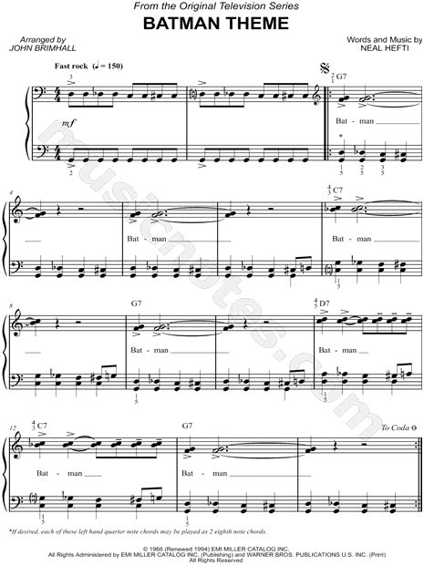 Batman Theme Song Piano Sheet Music - Theme Image