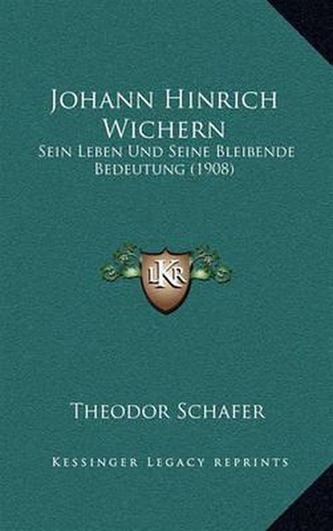 Johann Hinrich Wichern Theodor Sch Fer Boeken Bol