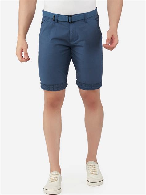 Buy Beevee Men Navy Blue Shorts With Belt Shorts For Men 18409028