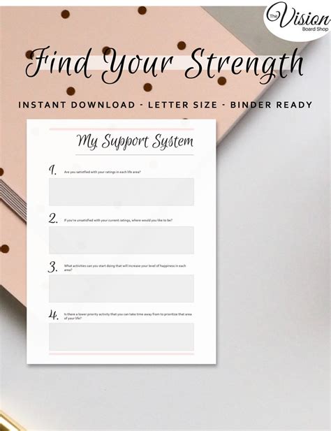 Support System Printables Vision Board Activity Self Help Journal