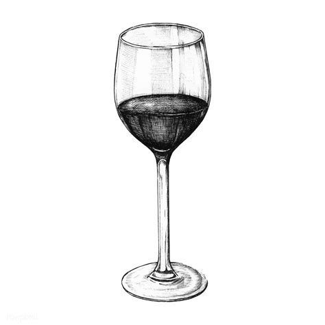 Hand Drawn Red Wine Glass Premium Image By Wine Glass Drawing How To Draw