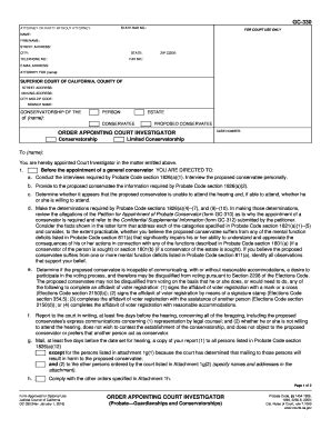 Fillable Online Courts Ca Gc Order Appointing Court Investigator