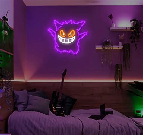 Pokémon Gengar Shape Neon Led Sign Room Decor Aesthetic Good Etsy