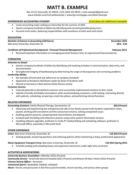 T L Charger Gratuit Junior Accountant Student Resume