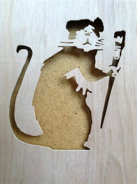 This Banksy Rat With Paintbrush stencil is hand cut from regular ...