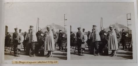 Vintage Amateur Glass Stereoview / Stereograph / 3D Photo - major and captain waiting to depart ...