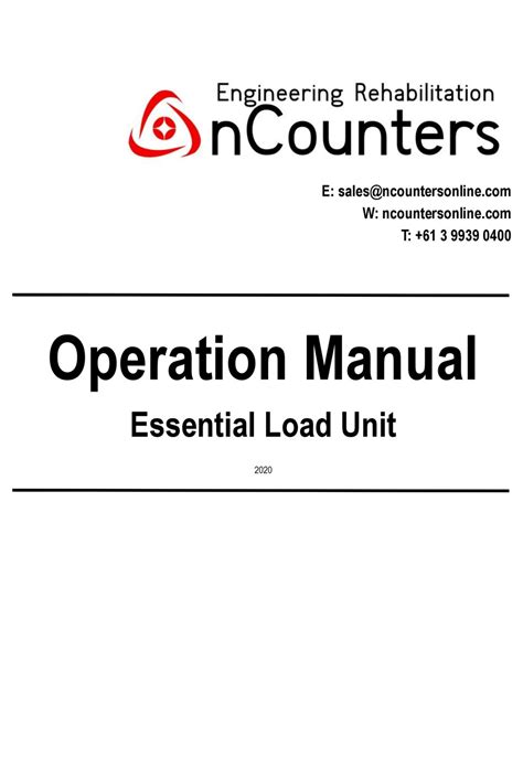 Ncounters Essential Load Unit Operation Manual Pdf Download Manualslib