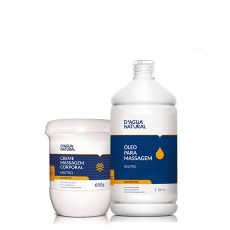 Kit Creme 650g E Óleo P Massagem 1l Neutro Dagua Natural Submarino