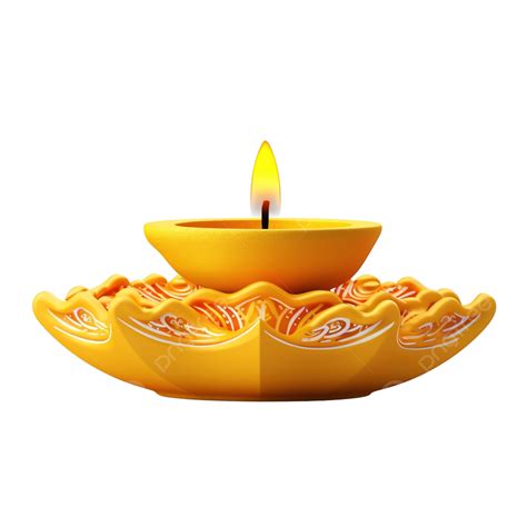 Yellow Diwali Festival Greeting Design With Three Diya Lamps Festival