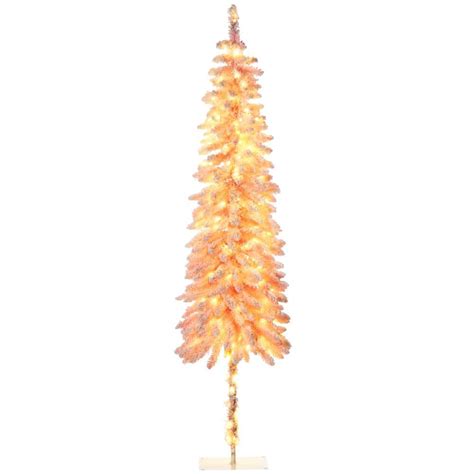 HOMCOM 7 Ft Tall Pencil Prelit Artificial Christmas Tree With 703 Snow