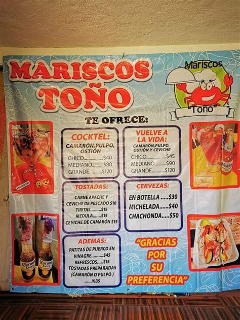 Menu At Mariscos To O Restaurant P Tzcuaro