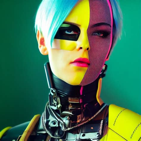 Cyberpunk mujer retrato estilo neón futurista Foto Premium