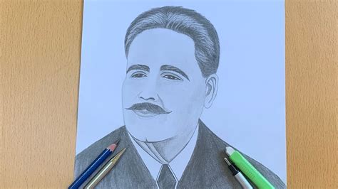 How To Draw Allama Iqbal Face Time Lapse Saeed Artzone Youtube