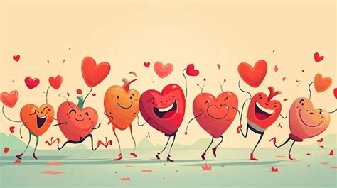 Premium Ai Image A Lively Cartoon Illustration Of Heart Characters