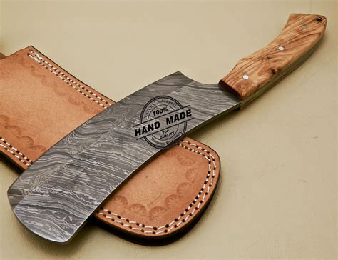 Damascus Cleaver Butchers Knife Custom Handmade Damascus Steel Kitchen