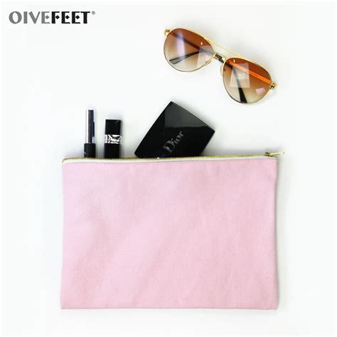 Oivefeet Lgc Plain Pink Cotton Canvas Travel Toiletry Bags Cotton