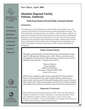 Fillable Online Dtsc Ca Post Closure Permit The Department Of Toxic