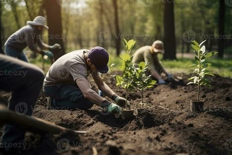 personas plantando arboles o trabajando en comunidad jardín promoviendo