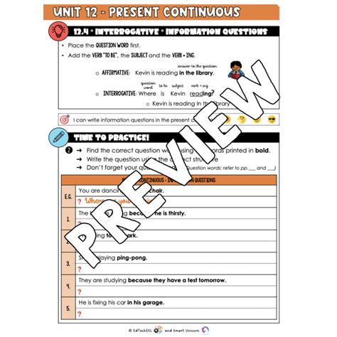 Grammar Present Continuous Worksheets