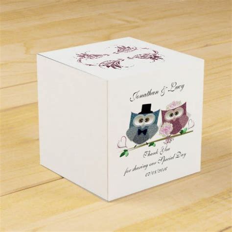 Heart Favour Box With Cute Wedding Owls Art Favor Boxes Heart Favors