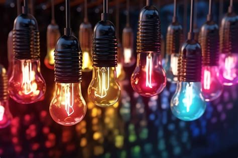 premium ai image  row  lit  light bulbs    lit