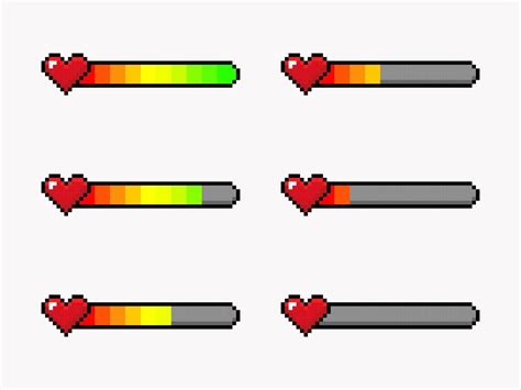 Elementos De La Barra De Vida Del Juego De P Xeles Vector En