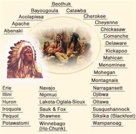 Native American Tribe Names Chart Native American Nations Native