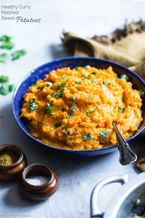 Curried Savory Vegan Healthy Mashed Sweet Potatoes Food Faith Fitness